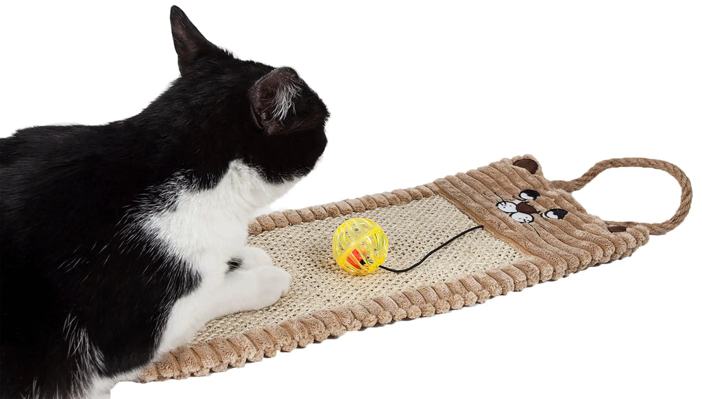 Pet Life ® Eco-Natural Sisal and Jute Hanging Carpet Kitty Cat Scratcher Lounge with Toy