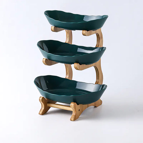 Artisan-Crafted Ceramic Elegant with wooden stand - complete set