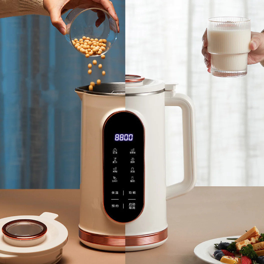 Nut Milk Maker Watermelon Automatic Nut Milk Blender for Picnic Home Camping Beige 1500ml