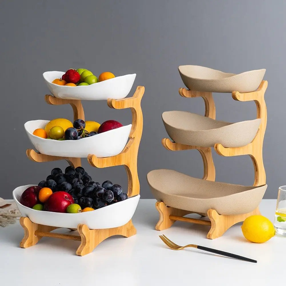 Artisan-Crafted Ceramic Elegant with wooden stand - complete set