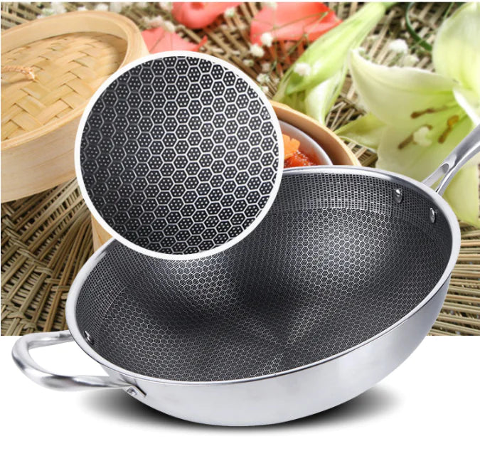 Premium Stainless Steel 32cm/34cm Non-Stick family feast Culinary Wok